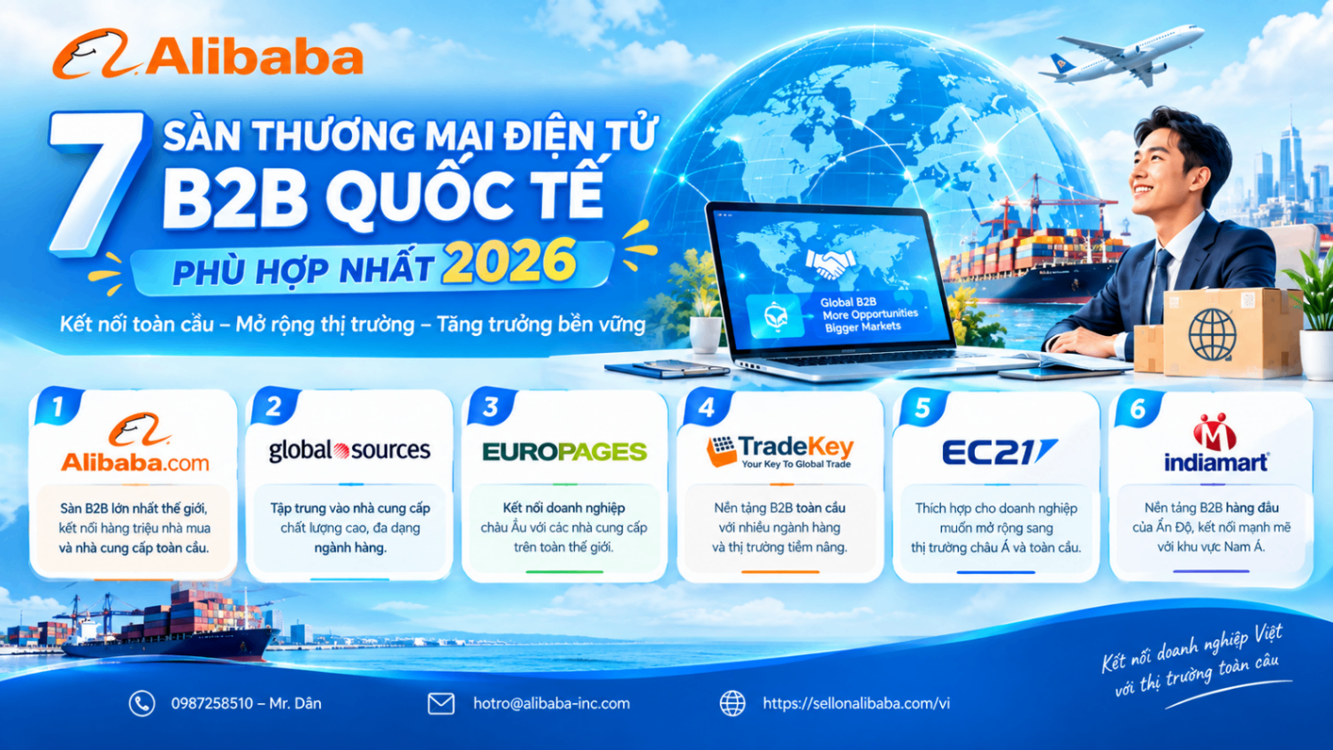7 sàn thương mại điện tử B2B quốc tế cho doanh nghiệp xuất khẩu 2026
