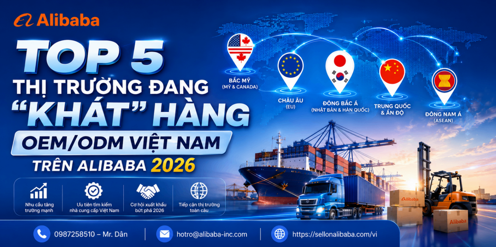 Top 5 Thị Trường Đang "Khát" Hàng OEM/ODM Việt Nam Trên Alibaba 2026