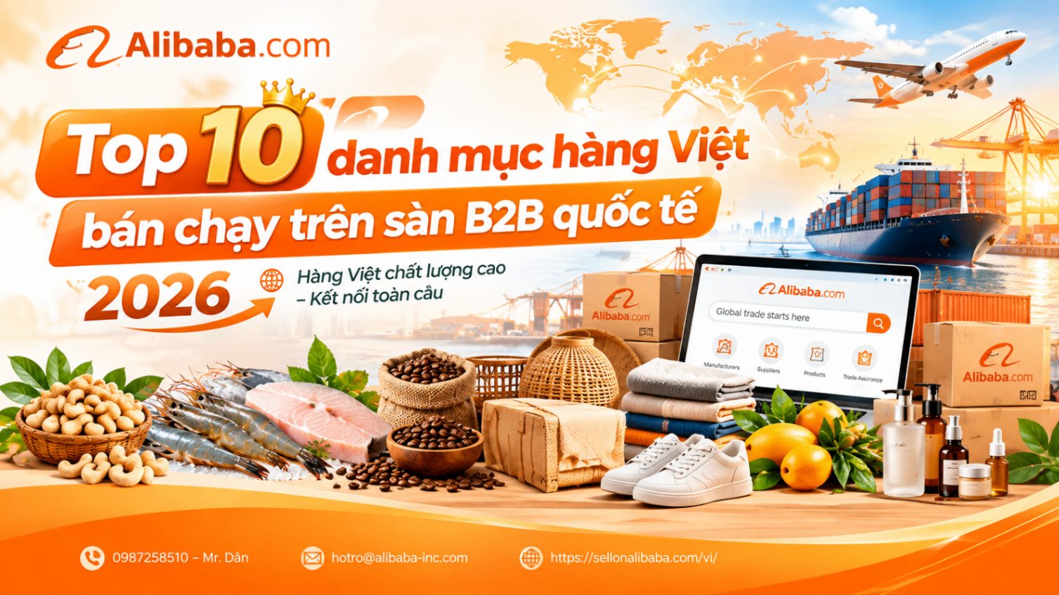 Top 10 danh mục hàng Việt bán chạy trên sàn B2B quốc tế 2026