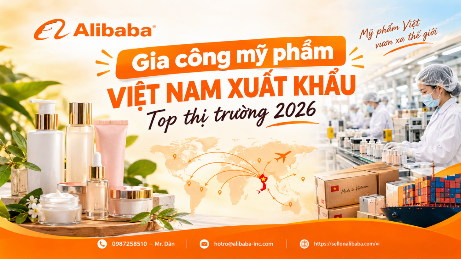 Gia công mỹ phẩm Việt Nam xuất khẩu: Top thị trường 2026