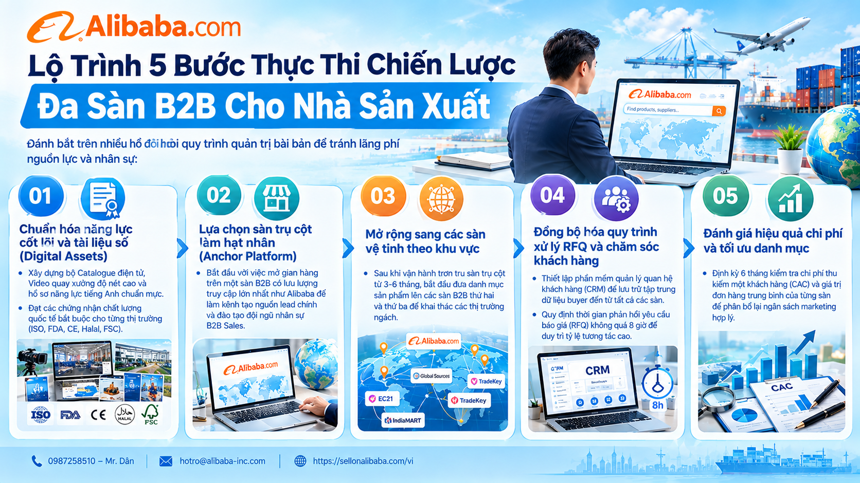 以B2B多平台策略突破线上出口。了解通过阿里巴巴越南出口经验、如何规避风险并获得详细建议！
