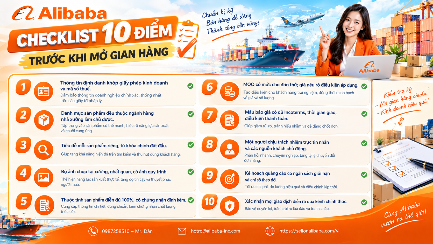 12 common mistakes when opening a B2B store on Alibaba.com and how to avoid them: identifier, title, photo, attributes, MOQ, feedback and impersonation risk. Attached checklist before going on the floor.