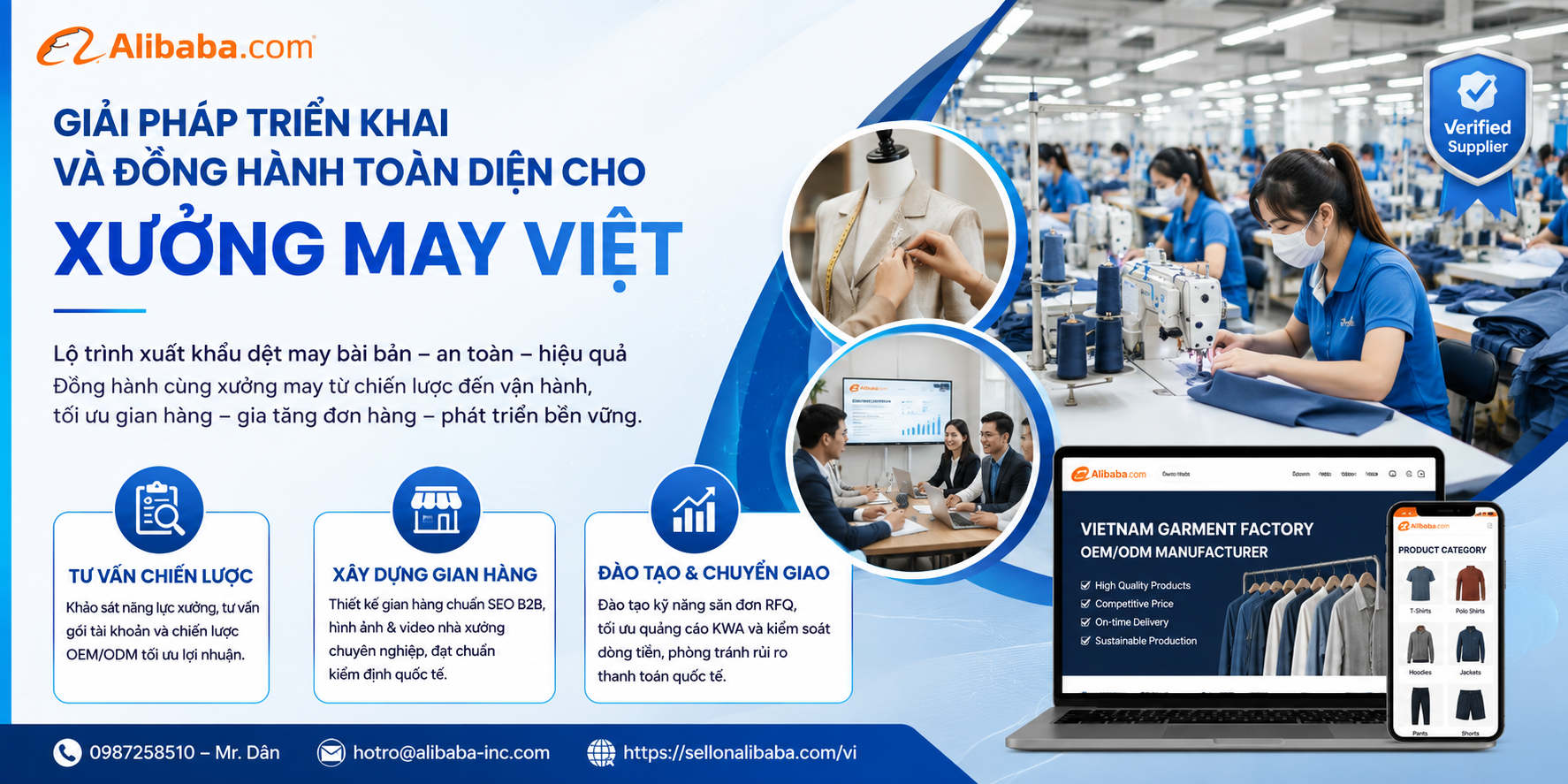 Tổng hợp kinh nghiệm bán hàng trên Alibaba cho các xưởng may mặc Việt Nam giúp tối ưu từ khóa B2B, săn RFQ lớn và phòng tránh rủi ro giam vốn an toàn, hiệu quả.