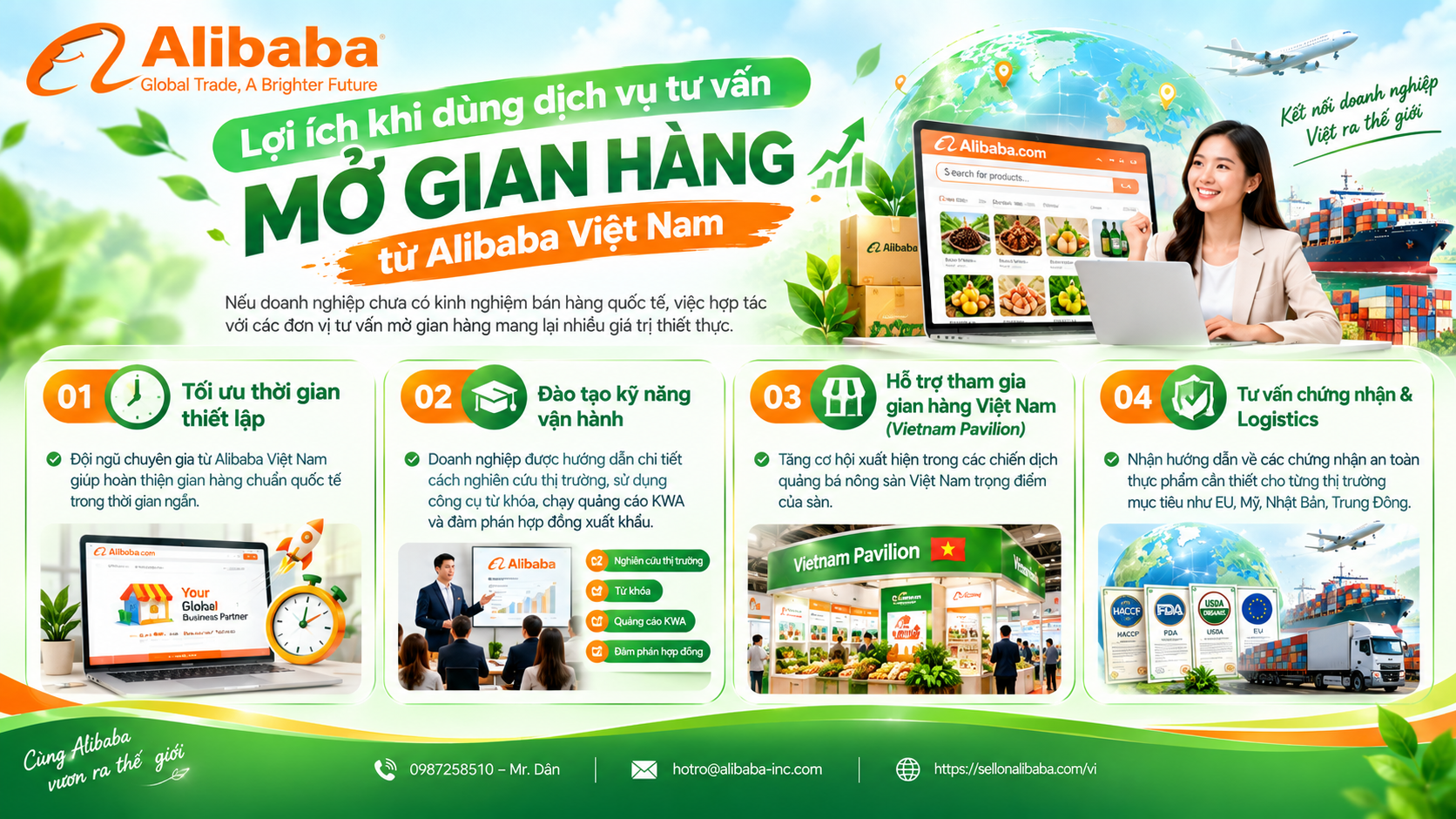 Instructions for finding partners to import agricultural products through Alibaba from A-Z. Price list of costs to open an Alibaba Vietnam store, account registration process and effective strategy for approaching international buyers!
