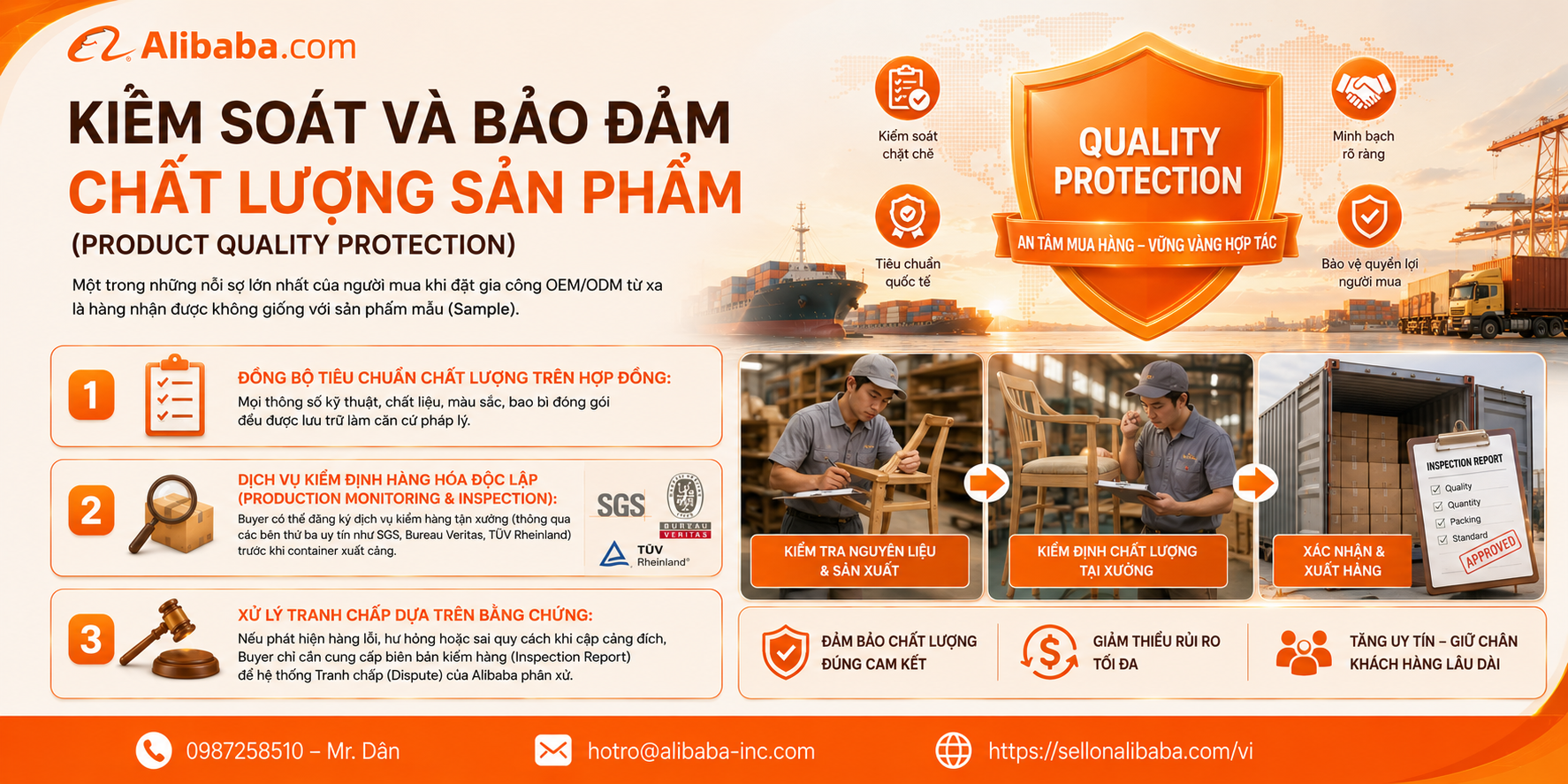 Khám phá lý do người mua quốc tế ưu tiên giao dịch qua Trade Assurance Alibaba: bảo vệ tài chính 100%, đảm bảo chất lượng, đúng tiến độ và minh bạch tối đa.