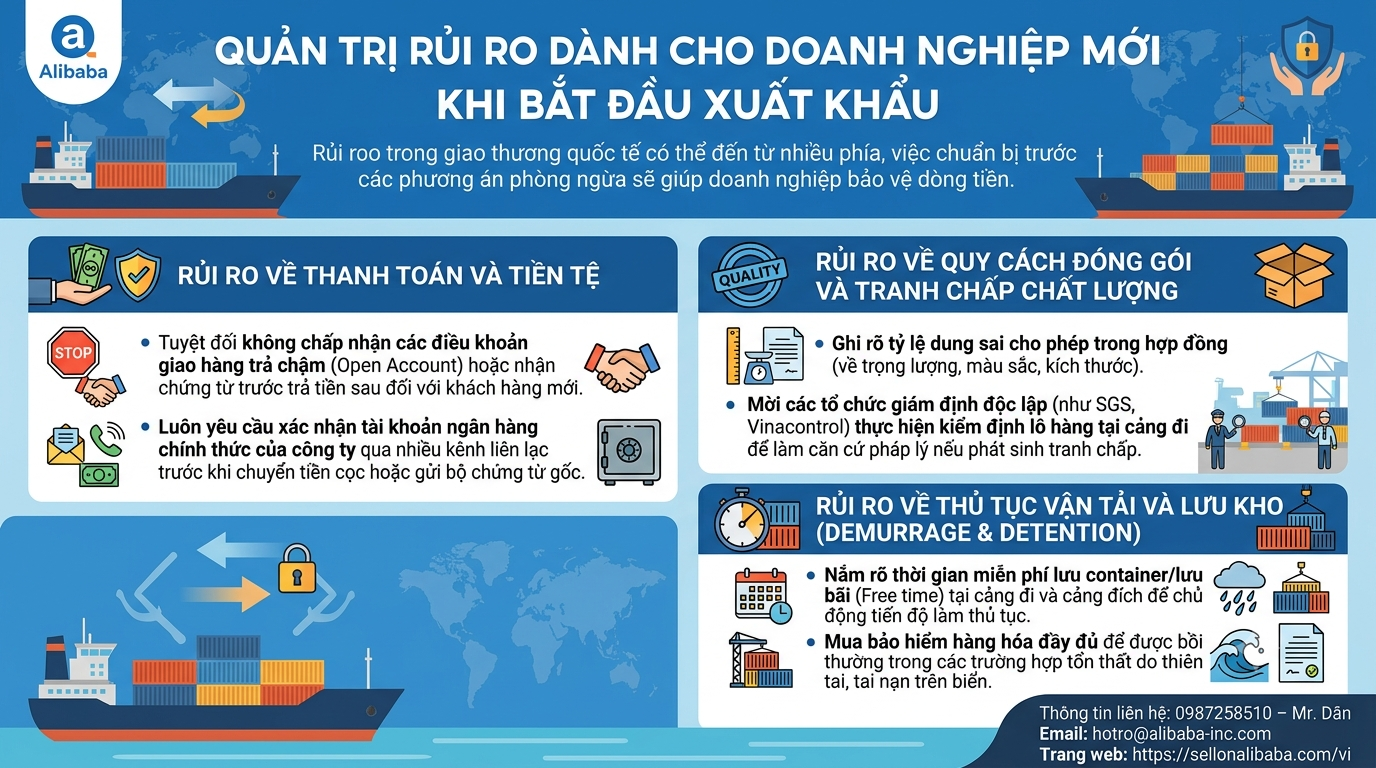 Hướng dẫn trọn bộ các bước xuất khẩu hàng hóa cho doanh nghiệp mới. Xem ngay lộ trình mở gian hàng Alibaba, quy trình thông quan và cách quản trị rủi ro!