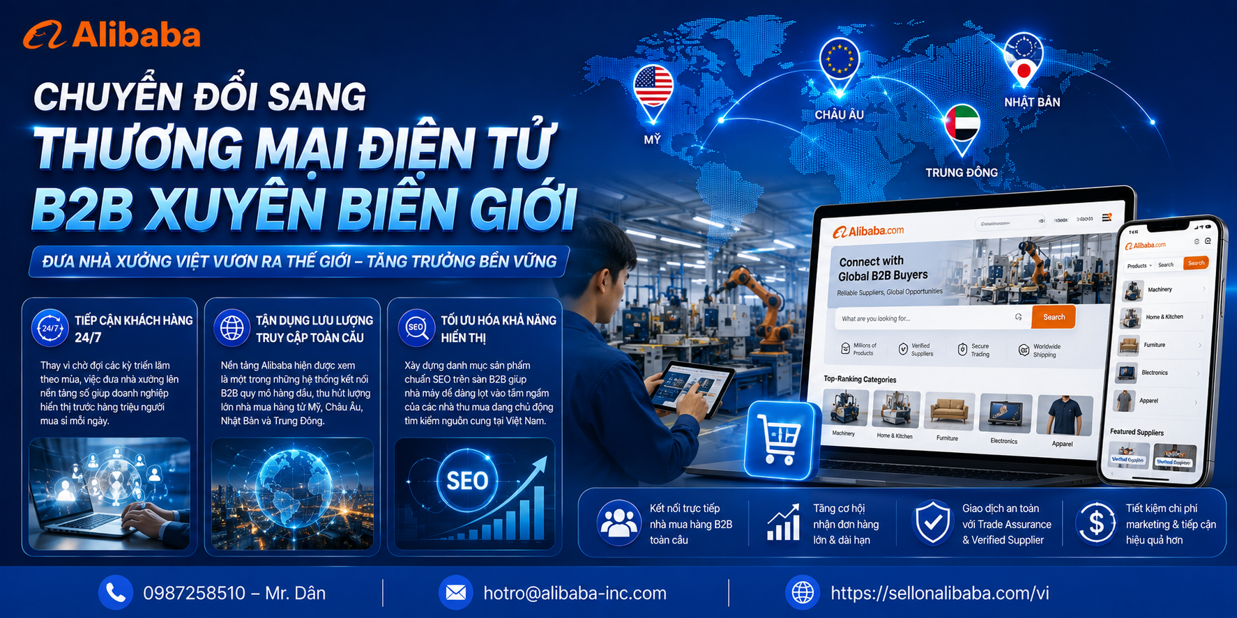 Hướng dẫn nhà sản xuất Việt Nam tìm kiếm khách hàng B2B toàn cầu khi đơn hàng truyền thống sụt giảm. Khám phá giải pháp chuyển đổi số, tối ưu chi phí và mở rộng kênh xuất khẩu bền vững.