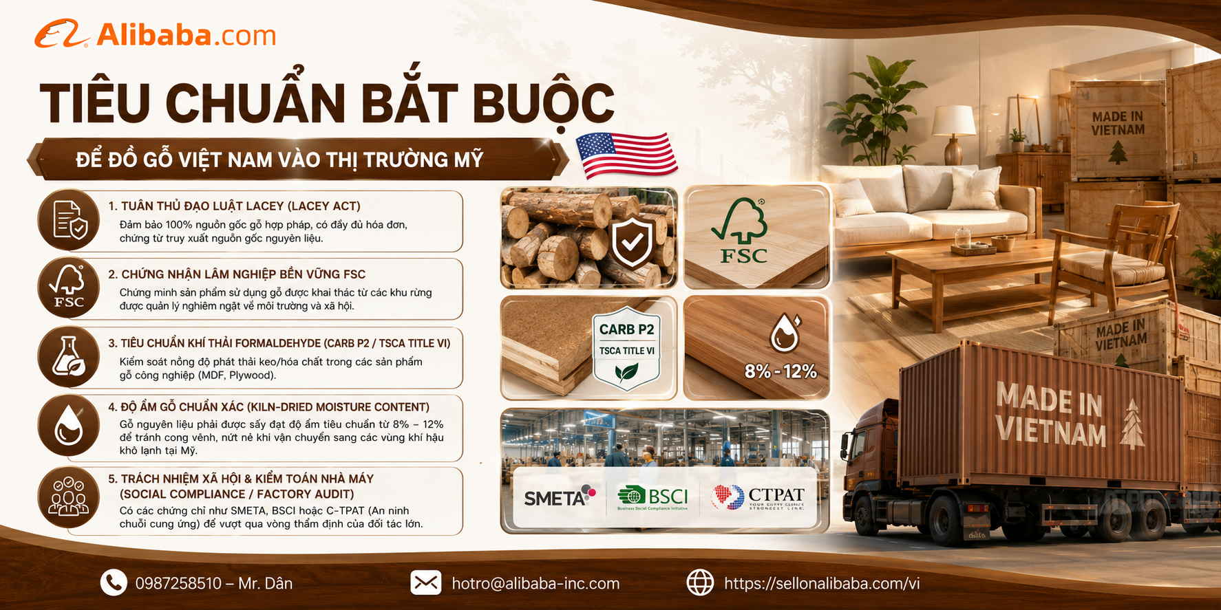 Bài viết này cung cấp lộ trình thực chiến giúp các xưởng gỗ tối ưu quy trình tìm kiếm khách hàng quốc tế, tiếp cận nhà thu mua Hoa Kỳ và đẩy mạnh xuất nhập khẩu đồ gỗ qua các kênh B2B hiện đại.
