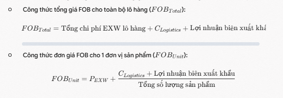 Khám phá khái niệm giá FOB và hướng dẫn chi tiết cách tính giá FOB xuất khẩu chuẩn từ A-Z, giúp doanh nghiệp định giá B2B chuẩn xác và bảo vệ lợi nhuận!