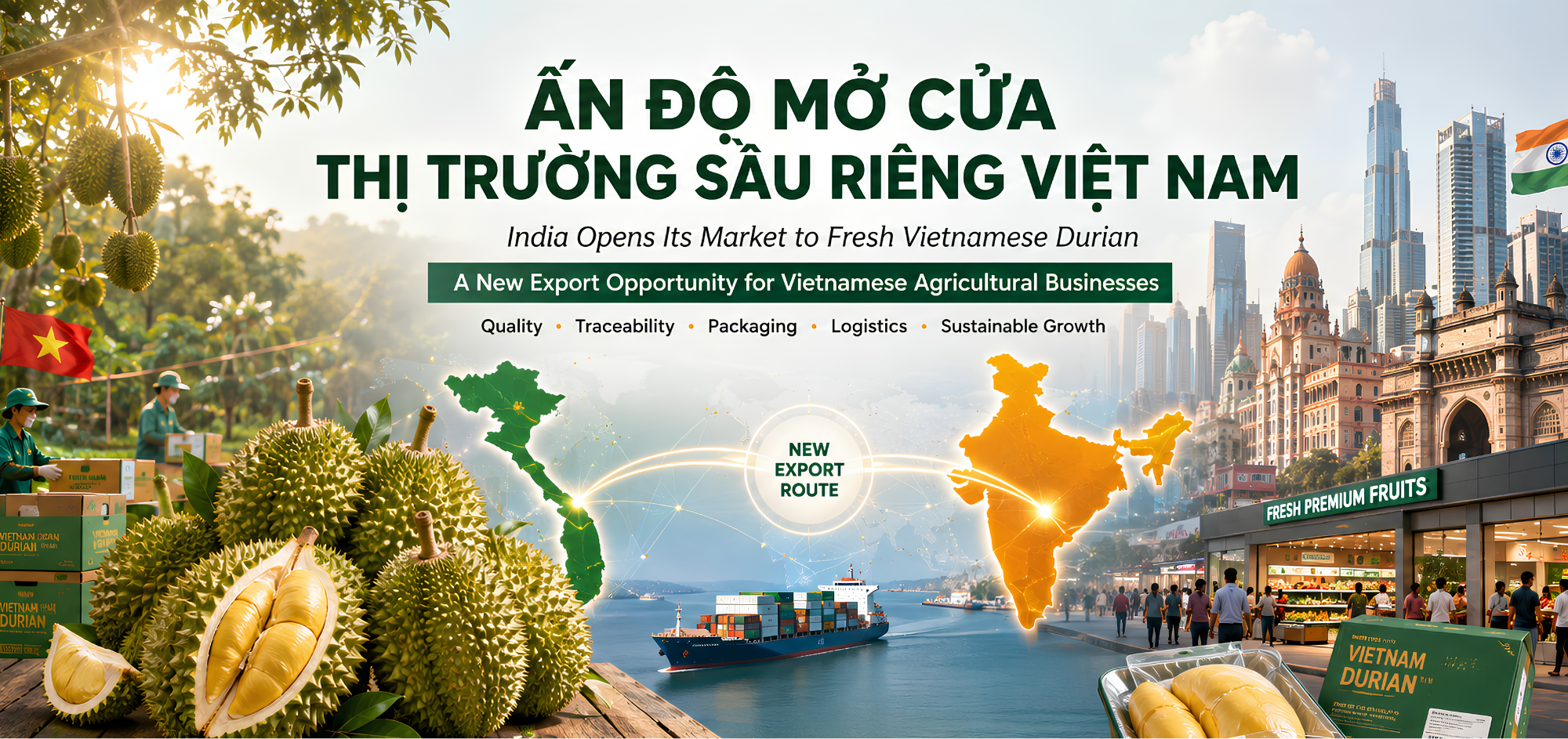 India officially allows the import of fresh Vietnamese durian. Explore the Indian market potential and durian export opportunities in 2026.