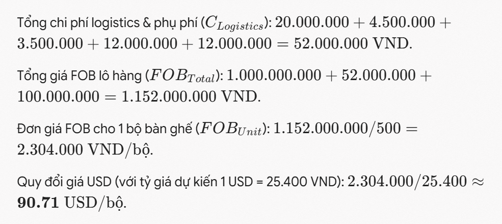 Khám phá khái niệm giá FOB và hướng dẫn chi tiết cách tính giá FOB xuất khẩu chuẩn từ A-Z, giúp doanh nghiệp định giá B2B chuẩn xác và bảo vệ lợi nhuận!