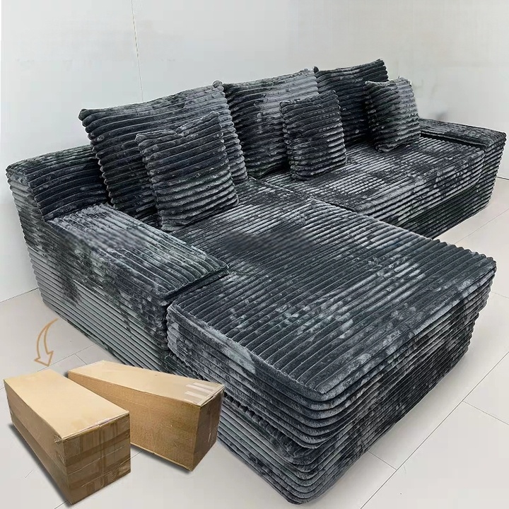 Compact Corduroy Cord Sofas Modern Compressed Sofa for Living Room Sofa in a Box